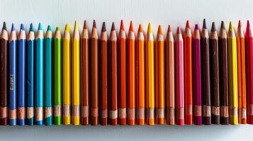 AI generated Row of Colored Pencils on Wall photo