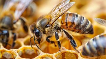 AI generated Bees on Honeycomb photo