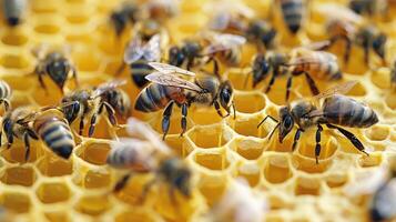 AI generated Bees on Honeycomb photo