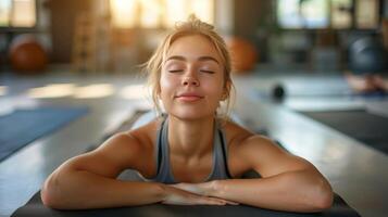 AI generated Woman Laying on Floor With Eyes Closed photo