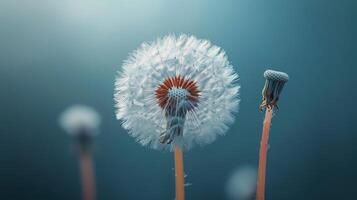 AI generated Dandelion Blowing in Wind photo