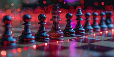 AI generated Chess Pieces on Chess Board photo