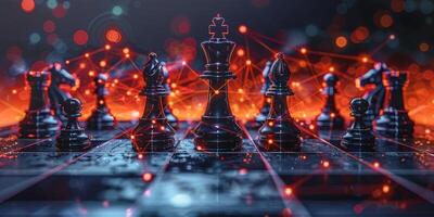 AI generated Chess Pieces on Chess Board photo
