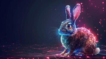 AI generated Rabbit Sitting in Dark Background photo