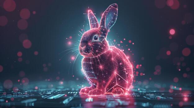 AI generated Rabbit Sitting on Table photo