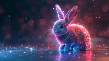 AI generated Rabbit Sitting in Dark Background photo