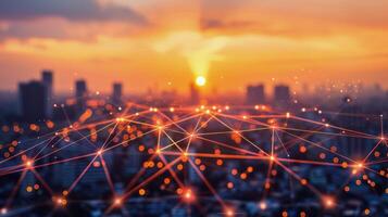 AI generated Urban Cityscape With Lines and Dots photo