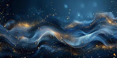 AI generated Wave Painting With Gold Glitters photo