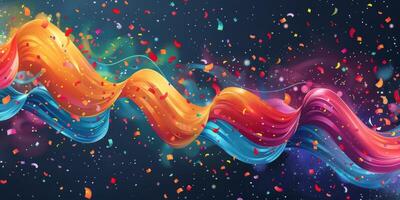 AI generated Colorful Abstract Background With Confetti and Streamers photo