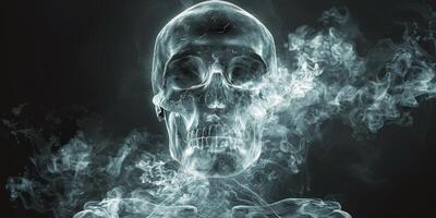 AI generated Eerie Skull Smoking photo