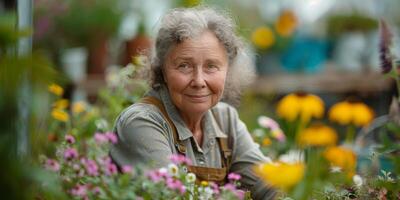 AI generated Smiling Older Woman in Garden photo