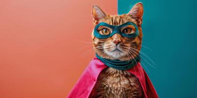 AI generated Cat Wearing Mask and Cape photo