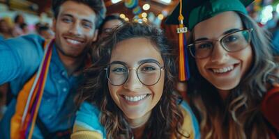 AI generated Group of People in Graduation Caps and Gowns photo