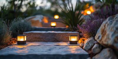 AI generated Stone Steps Illuminated by Candles photo