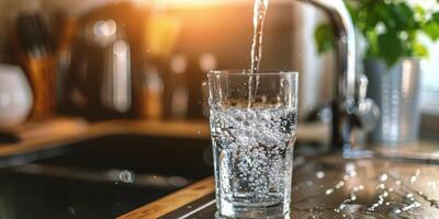 AI generated Glass of Water on Counter photo