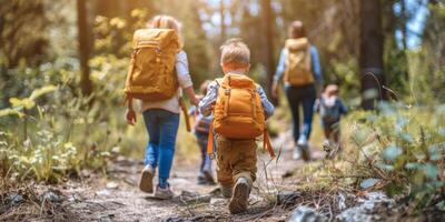 AI generated Group of People Walking Through Forest photo