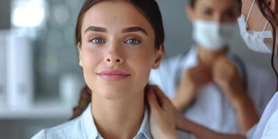 AI generated Woman Receiving Neck Examination From Doctor photo