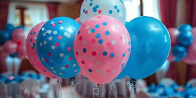 AI generated Colorful Balloons on Table photo