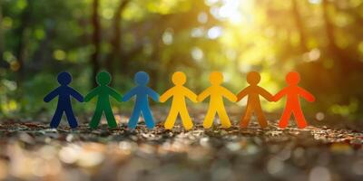 AI generated Small Colorful People Standing in Row photo