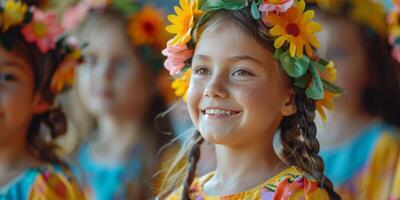 AI generated Girl in Orange Tulip Field photo