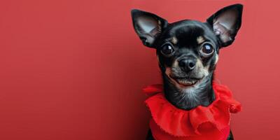 AI generated Small Black and Brown Dog in Red Scarf photo