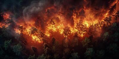 AI generated Massive Forest Engulfed in Wildfire photo