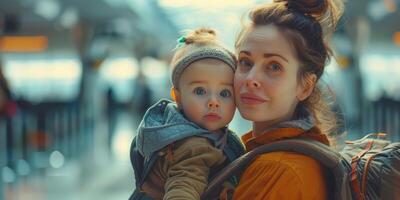 AI generated Woman Holding Baby in Arms photo