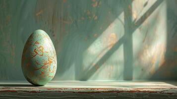 AI generated peaceful Easter scene with a single decorated egg photo