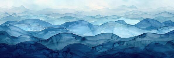 AI generated Abstract watercolor background of blue waves photo