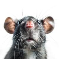 AI generated A portrait of a rat, captured in exquisite detail, stands out against a pristine white background photo