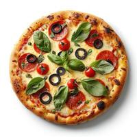 AI generated tasty pizza isolated on white background photo