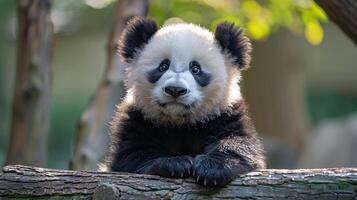 ai generado linda panda en Berlina zoo foto