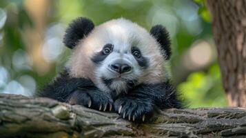 ai generado linda panda en Berlina zoo foto