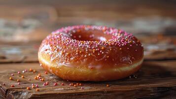 ai generado cerca arriba de un rosquilla con asperja foto