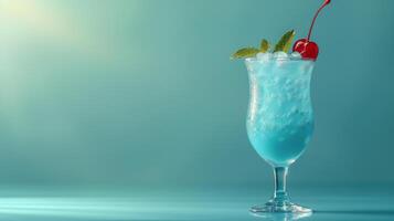 AI generated Blue Drink With Cherry on Top photo