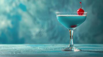 AI generated Blue Drink With Cherry on Top photo