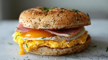 AI generated Bacon, Egg, and Cheese Sandwich on Bagel Bun photo