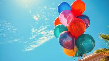 ai generado vistoso globos flotante en el aire foto