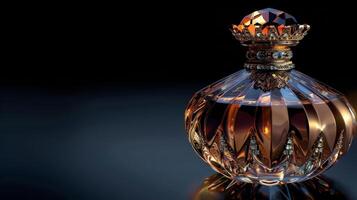 AI generated Glass Bottle With Crown Decoration photo