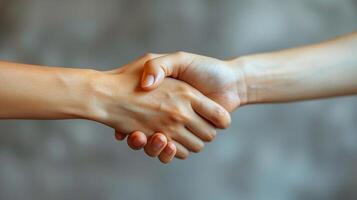 AI generated Close Up of Two People Shaking Hands photo