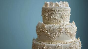 AI generated Close Up of a Wedding Cake With Pearls photo