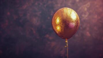 AI generated Gold Balloon Floating With Attached String photo