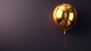 AI generated Gold Balloon Floating With Attached String photo