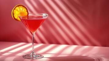 AI generated Red Cocktail With Slice of Orange photo