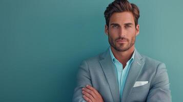 AI generated Confident Businessman Standing With Arms Crossed photo