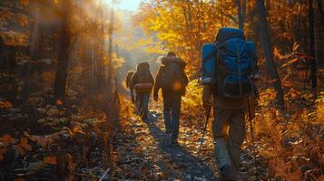 AI generated Group of People Walking Through a Forest photo