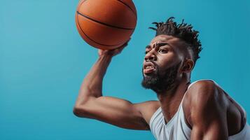 AI generated Man With Dreadlocks Holding a Basketball photo