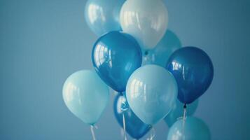 AI generated Blue and White Balloons Floating in the Air photo