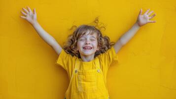 AI generated Little Girl Standing in Field of Sunflowers photo