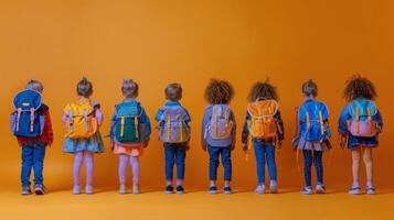 AI generated Group of Children Standing in a Line photo